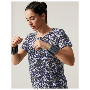 Lehké tričko s oválným výstřihem a potiskem Marks & Spencer fialová
