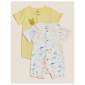 Dětský overal z čisté bavlny s motivem Winnie the Pooh™, 2 ks v balení (0–3 roky) Marks & Spencer žlutá