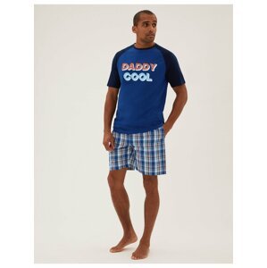 Pyžamová souprava s nápisem „Daddy Cool“, z čisté bavlny Marks & Spencer modrá