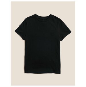 Jednobarevné tričko z čisté bavlny Marks & Spencer černá