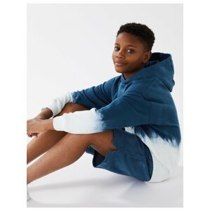 Batikovaná mikina s kapucí a vysokým podílem bavlny (6–16 let) Marks & Spencer modrá