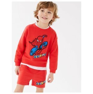 Mikina s motivem Spider-Man™ s vysokým podílem bavlny (2–7 let) Marks & Spencer červená