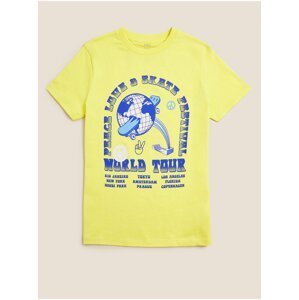 Tričko z čisté bavlny s motivem skejtu (6–16 let) Marks & Spencer žlutá
