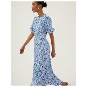 Modré dámské květované neformální maxi šaty Marks & Spencer