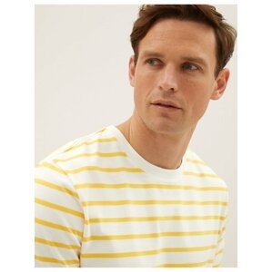 Pruhované tričko z čisté bavlny s vyšší gramáží Marks & Spencer žlutá