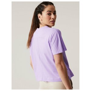 Zkrácené tričko volného střihu z čisté bavlny Marks & Spencer fialová