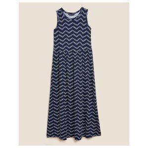 Splývavé žerzejové midi šaty s potiskem Marks & Spencer námořnická modrá