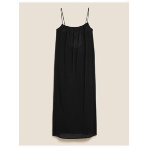 Natahovací midi šaty z čisté bavlny Marks & Spencer černá