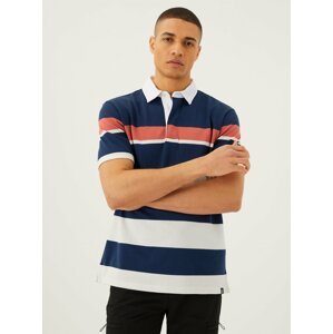 Pruhovaná ragby košile z čisté bavlny Marks & Spencer námořnická modrá
