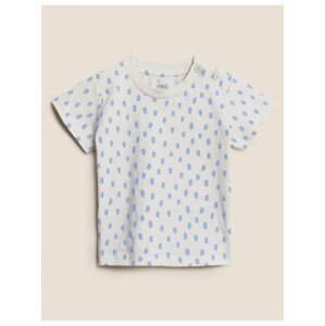 Tričko z čisté bavlny s čárkovaným potiskem (0–3 roky) Marks & Spencer vícebarevná