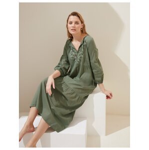 Vyšívané maxi plážové šaty, z čisté bavlny Marks & Spencer zelená