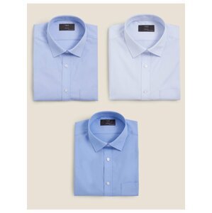 Košile s krátkými rukávy, normální střih, sada 3 ks Marks & Spencer modrá