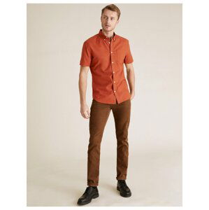 Košile z látky Oxford z čisté bavlny Marks & Spencer oranžová
