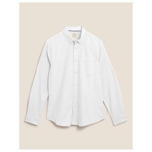 Košile Oxford úzkého střihu, z čisté bavlny Marks & Spencer bílá