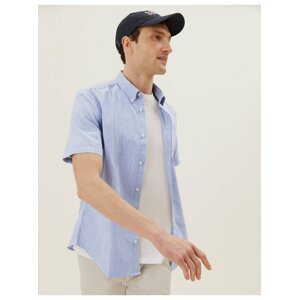 Pruhovaná košile Oxford z čisté bavlny Marks & Spencer modrá