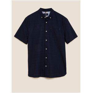 Kostkovaná košile z čisté bavlny Marks & Spencer námořnická modrá