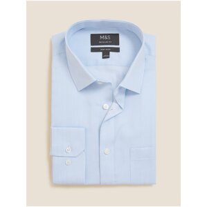 Košile normálního střihu z čisté bavlny s nežehlivou úpravou Marks & Spencer modrá
