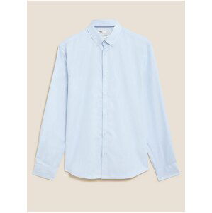 Texturované košile s vysokým podílem bavlny, úzký střih Marks & Spencer modrá