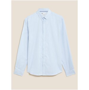 Texturované košile s vysokým podílem bavlny, úzký střih Marks & Spencer modrá
