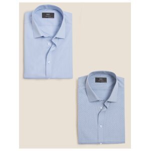 Košile normálního střihu s vysokým podílem bavlny, 2 ks Marks & Spencer denim