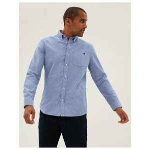 Košile Oxford s grafickým motivem srdíčka z čisté bavlny Marks & Spencer modrá