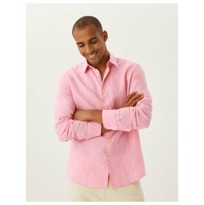 Košile ze 100% lnu Marks & Spencer růžová