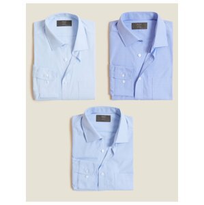 Tričko s dlouhými rukávy, normální střih, sada 3 ks Marks & Spencer modrá