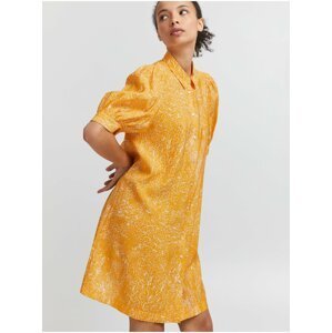 Oranžové dámské košilové šaty ICHI