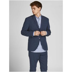 Tmavě modré lněné oblekové sako Jack & Jones Linen