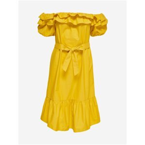 Žluté šaty s odhalenými rameny JDY Cuba
