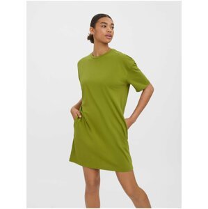 Světle zelené krátké basic šaty s kapsami VERO MODA Nella