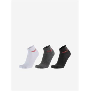 Sada tří párů ponožek v bílé, šedé a černé barvě Replay