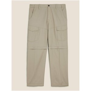 Trekingové kapsáčové kalhoty normálního střihu se zapínáním na zip Marks & Spencer béžová