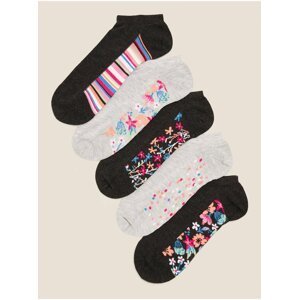 5 párů nízkých ponožek Sumptuously Soft™ Marks & Spencer šedá
