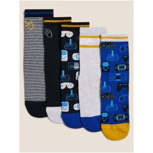 Bavlněné herní ponožky, 5 párů Marks & Spencer vícebarevná