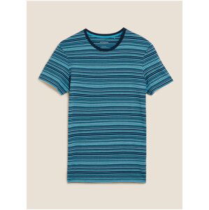 Pruhované tričkové tílko ze směsi prémiové bavlny Marks & Spencer modrá