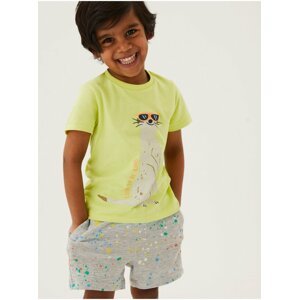 Tričko z čisté bavlny s motivem surikaty (2–7 let) Marks & Spencer zelená