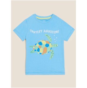 Tričko z čisté bavlny s motivem želvy (2–7 let) Marks & Spencer modrá
