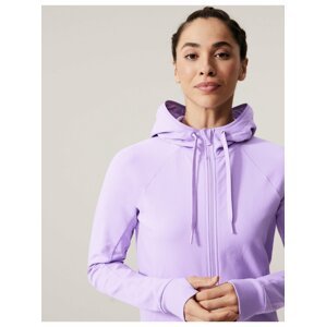 Bavlněná mikina s kapucí na zip Marks & Spencer fialová