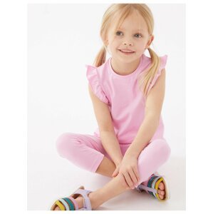Tričko z čisté bavlny s volánkem (2–7 let) Marks & Spencer růžová