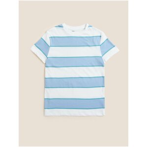 Pruhované tričko z čisté bavlny (6–16 let) Marks & Spencer modrá