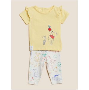 2dílný outfit z čisté bavlny s motivem Winnie the Pooh™, (0–3 roky) Marks & Spencer žlutá