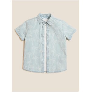 Palmová košile s tričkem, z čisté bavlny (2–7 let), 2 ks Marks & Spencer modrá