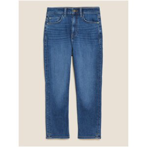 Velmi měkké přiléhavé zkrácené džíny s vysokým pasem Marks & Spencer námořnická modrá