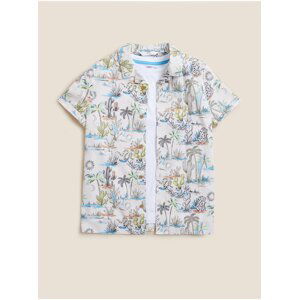Komplet tropické košile a trička z čisté bavlny Marks & Spencer smetanová