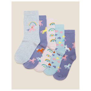 5 párů bavlněných ponožek s jednorožcem Marks & Spencer vícebarevná
