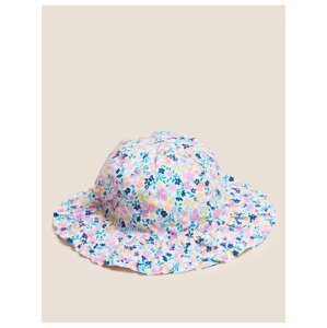 Dětský klobouk proti slunci s květovaným vzorem z čisté bavlny (0–6 let) Marks & Spencer vícebarevná