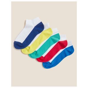 Nízké ponožky s vysokým podílem bavlny, sada 5 párů Marks & Spencer bílá