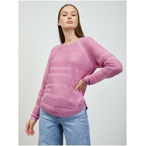 Růžový dámský žebrovaný svetr s příměsí vlny ZOOT.lab Heddie