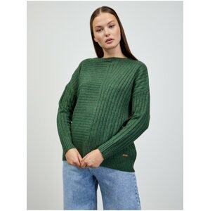 Zelený dámský žebrovaný svetr s příměsí vlny ZOOT.lab Natacha